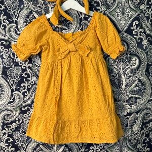Janie and Jack Mustard Eyelet Dress